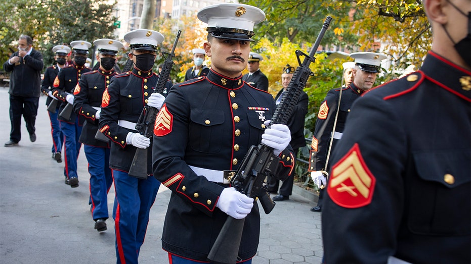 Marine Corps honor guard in NYC 