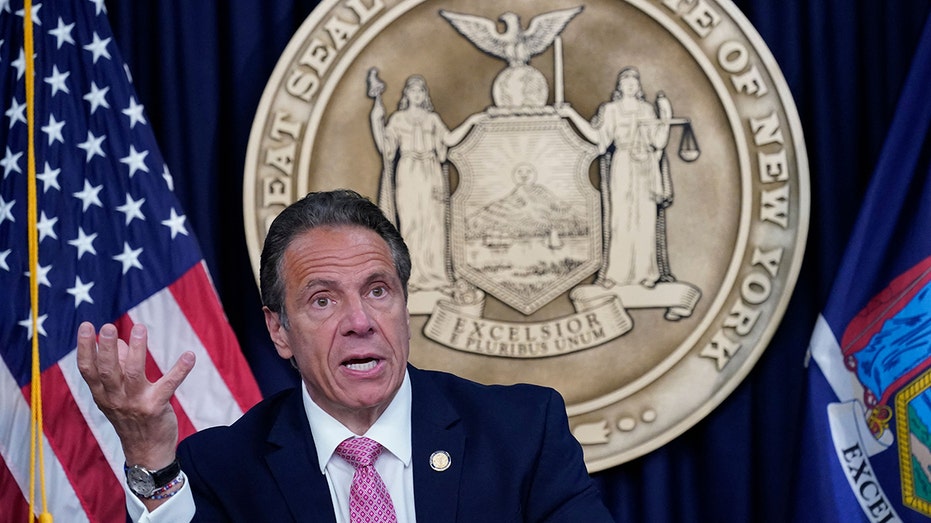 Former New York Gov. Andrew Cuomo speaks during a news conference, on May 10, 2021, in New York. 