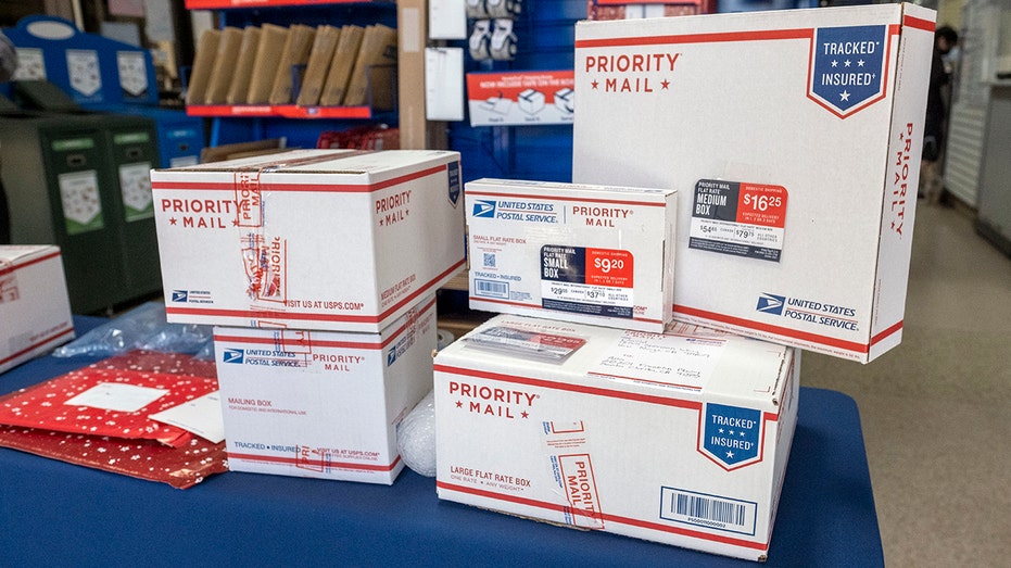 Properly packaged boxes on display during a demonstration on how to properly pack packages to ship via the United States Postal Service at the Van Nuys Post Office, Tuesday, Nov 30, 2021. 