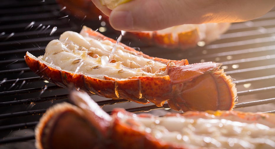 Grilled Lobster Tail on the Grill with Lemon