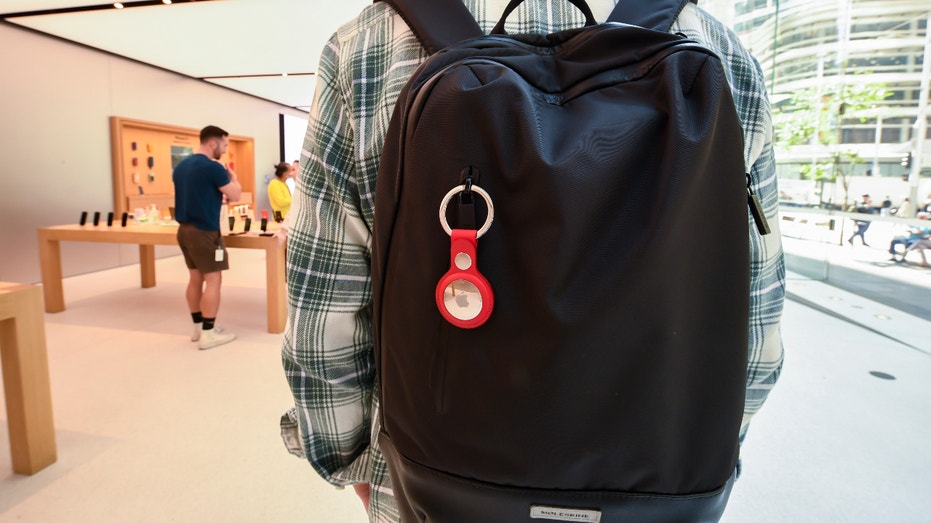 AirTag on a backpack