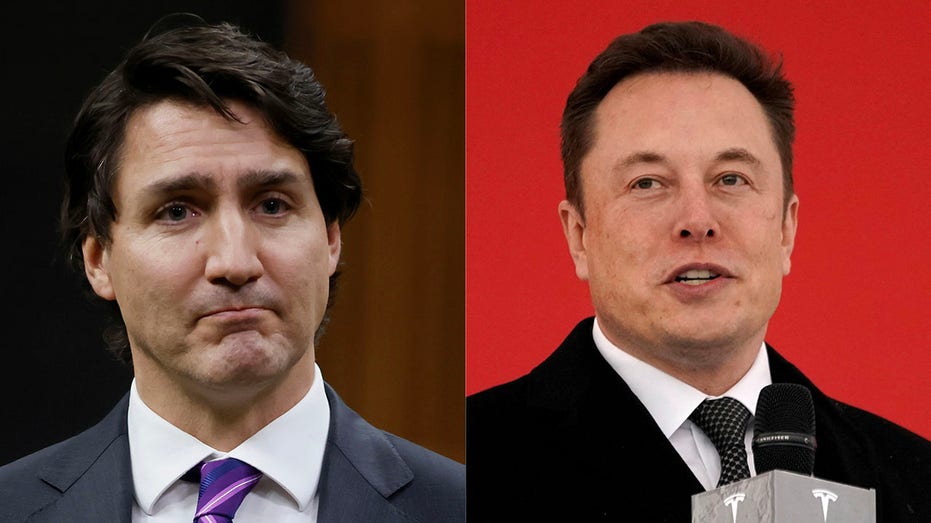 Side-by-side photo of Canadian Prime Minister Justin Trudeau and Tesla CEO Elon Musk