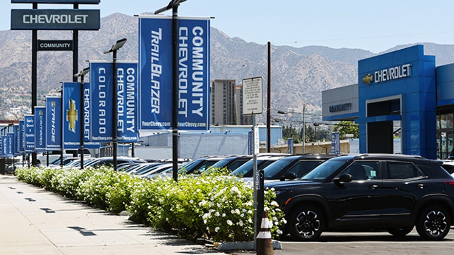 Cars outside a Chevrolet dealership