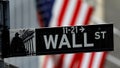 A Wall Street sign in front of an American flag - Fox News