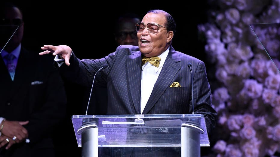 LOS ANGELES, CALIFORNIA - APRIL 11: (EDITORS NOTE: All images taken by Getty Images inside the Staples Center at Nipsey Hussle's Celebration of Life have been reviewed and approved for distribution by Atlantic Records) Honorable Minister Louis Farrakhan, National Representative of The Honorable Elijah Muhammad and The Nation of Islam, speaks onstage during Nipsey Hussle's Celebration of Life at STAPLES Center on April 11, 2019 in Los Angeles, California. Nipsey Hussle was shot and killed in front of his store, The Marathon Clothing, on March 31, 2019 in Los Angeles. (Photo by Kevork Djansezian/Getty Images For All Money In Records and Atlantic Records)