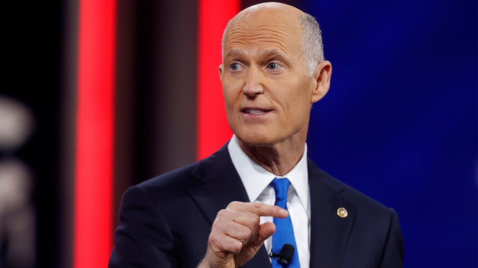 U.S. Sen. Rick Scott of Florida speaks at the Conservative Political Action Conference in Orlando, Florida, Feb. 26, 2021.