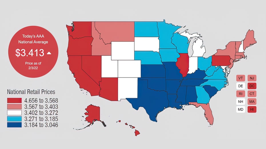 AAA gas prices map