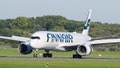 A Finnair Airbus A350 XWB comes to a stop after landing in Hamburg, Germany, 11 October 2015. The Finnish company collected the plane from manufacturer Airbus in Toulouse a few days ago and as of 21 November 2015 will fly it between Helsinki and various Asian cities. PHOTO: DANIEL BOCKWOLDT/DPA | usage worldwide   (Photo by Daniel Bockwoldt/picture alliance via Getty Images)