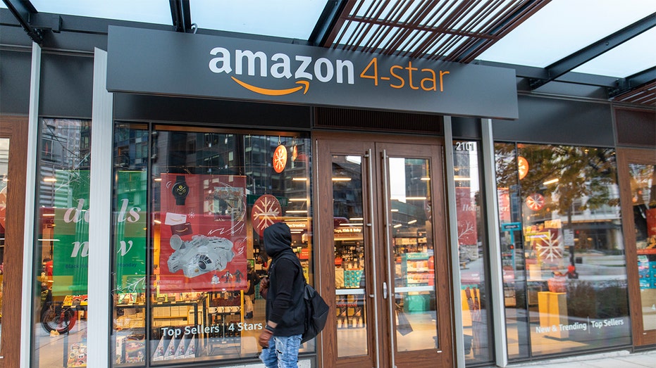 A person walks past an Amazon 4-Star Store in Seattle on Dec. 2, 2019.