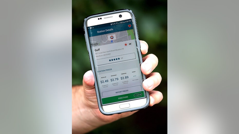 The GasBuddy app in use on a smartphone