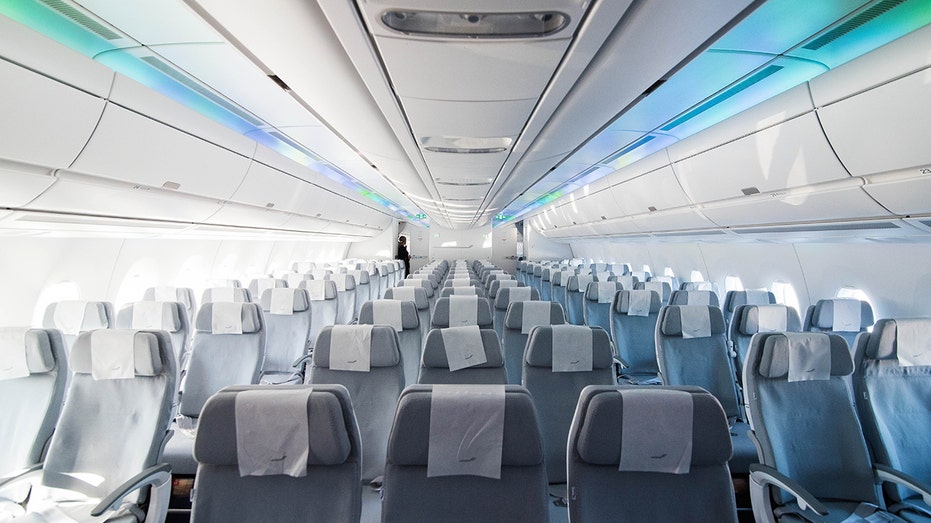 The interior of a Finnair Airbus A350 XWB
