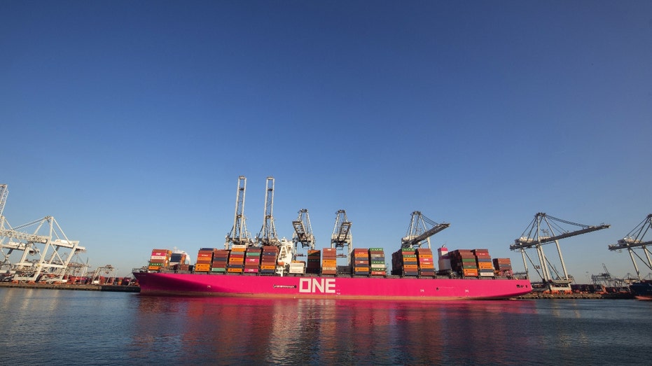 Shipping containers sit on the deck of cargo ship One Crane, operated by Ocean Network Express Holdings Ltd., docked at ECT Delta terminal in the Port of Rotterdam, in Rotterdam, Netherlands, on Monday, Sept. 21, 2020. The Netherlands reports second quarter gross domestic production figures on Sept. 23. Photographer: Peter Boer/Bloomberg via Getty Images