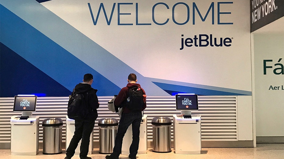 A JetBlue Airways kiosk at New York City's John F. Kennedy Airport