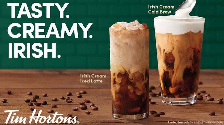 Two Tim Hortons Irish Cream Coffees