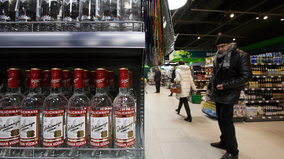 Russian supermarket Stolichnaya vodka