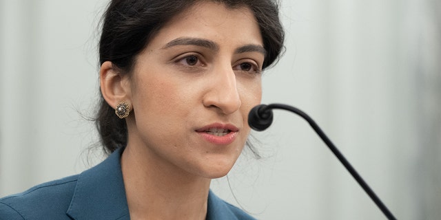 Lina Khan, Commissioner of the Federal Trade Commission, speaks at a Senate Committee on Commerce, Science, and Transportation confirmation hearing on Capitol Hill on April 21, 2021 in Washington, D.C. Khan is an associate professor at Columbia Law School.