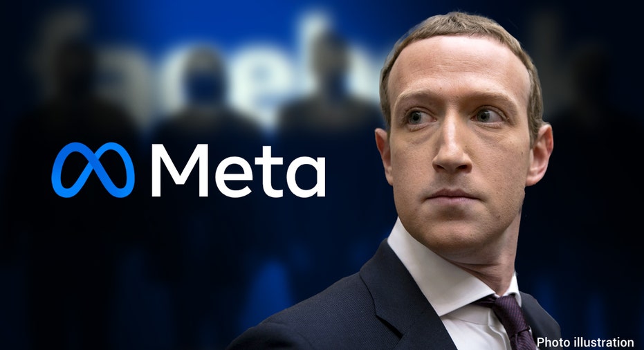 Mark Zuckerberg with new meta logo