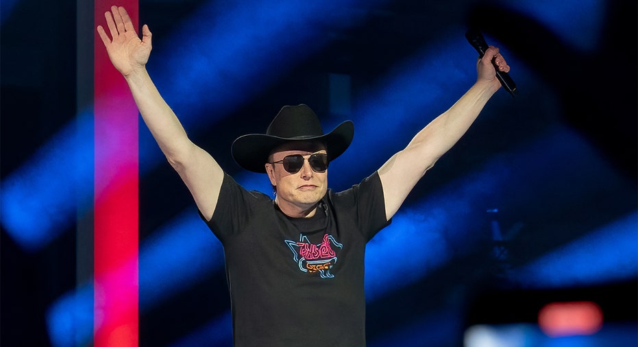 CEO of Tesla Motors Elon Musk speaks at the Tesla Giga Texas manufacturing "Cyber Rodeo" grand opening party in Austin, Texas, on April 7, 2022. (Photo by SUZANNE CORDEIRO/AFP via Getty Images)