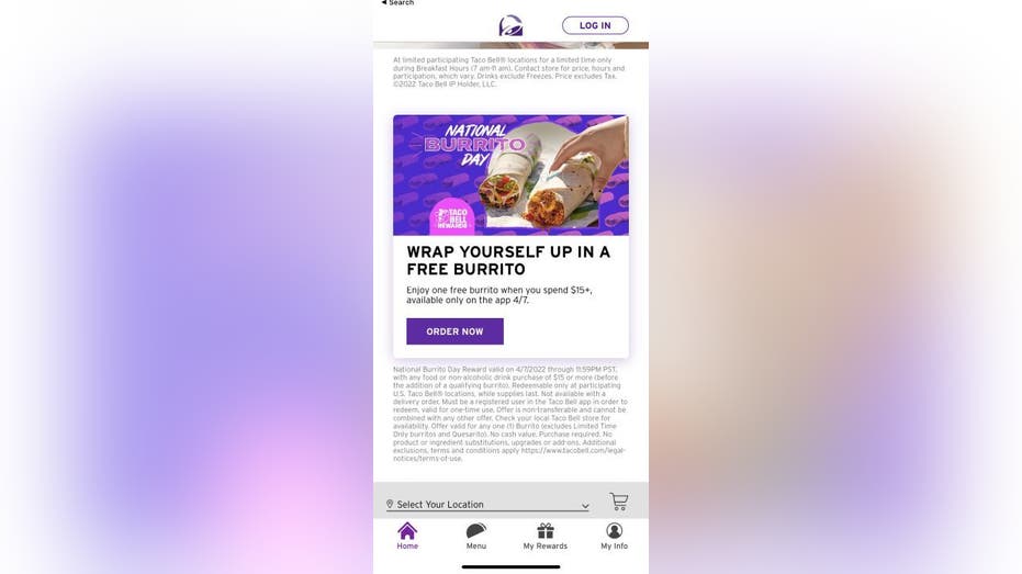 Taco Bell National Burrito Day Screenshot from Taco Bell App