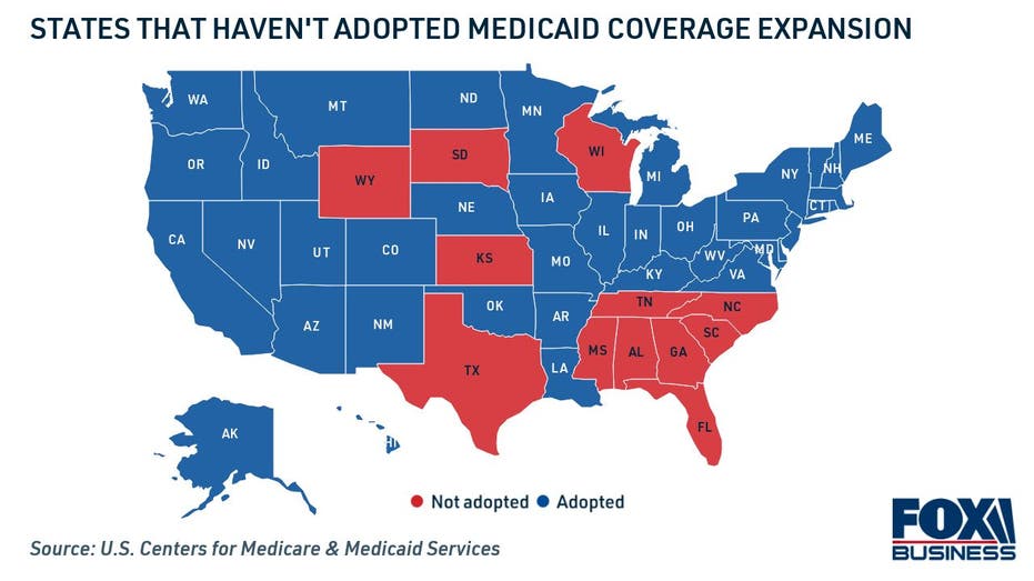 States that have not adopted expanded Medicaid coverage