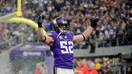 Chad Greenway #52 of the Minnesota Vikings is introduced before the game against the Chicago Bears on January 1, 2017 at US Bank Stadium in Minneapolis, Minnesota. 