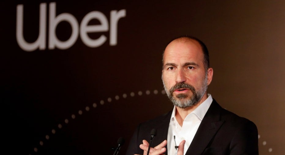 Uber CEO Dara Khosrowshahi speaks to the media at an event in New Delhi, India on Oct. 22, 2019.