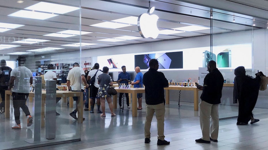 Guests visiting an Apple store in Atlanta's Cumberland Mall