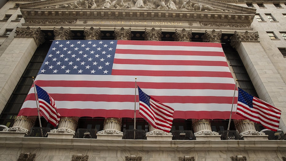 NYSE with flag