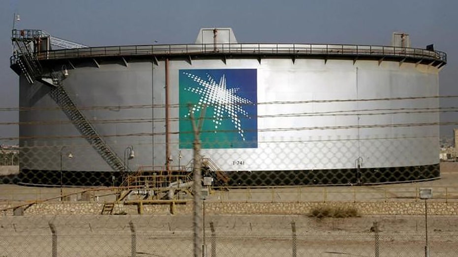 Storage tank with Saudi Aramco logo