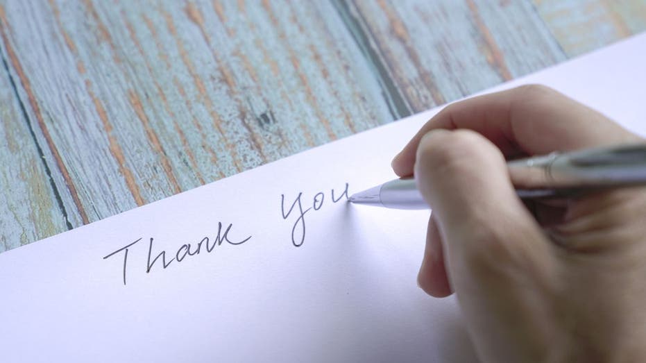 Handwritten thank you note