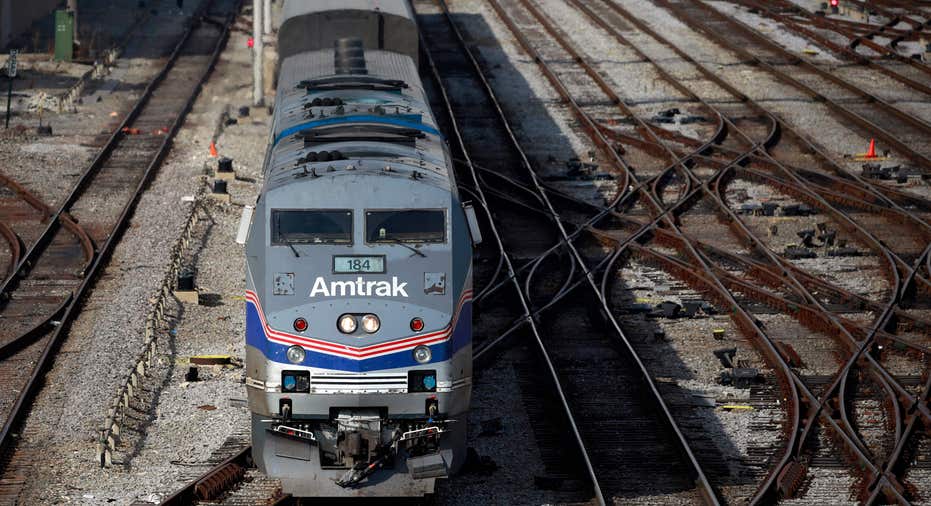 Amtrak passenger train departs in Chicago