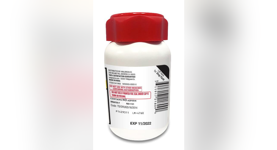 Walgreens 150-count acetaminophen bottle