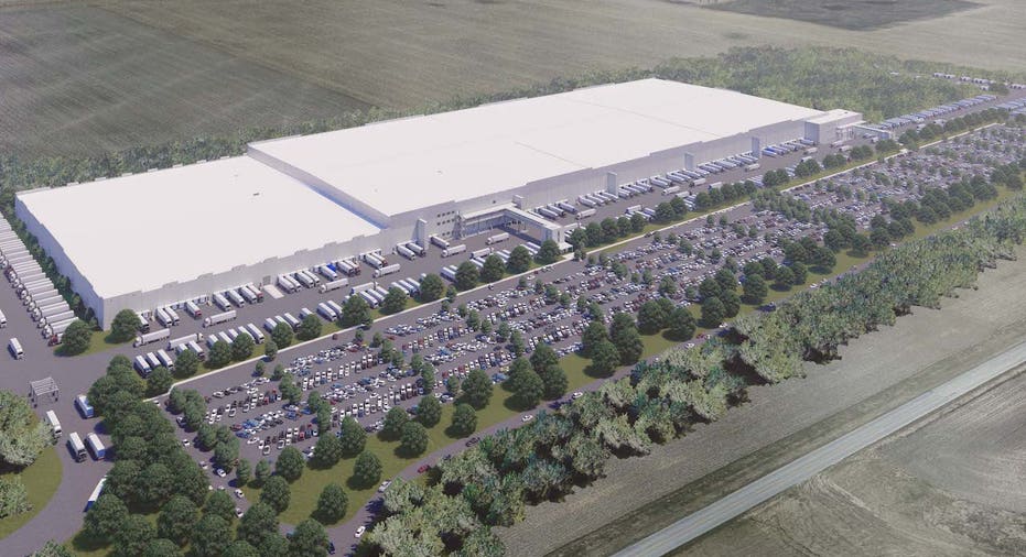 Rendering of Walmart's Lancaster, TX fulfillment center