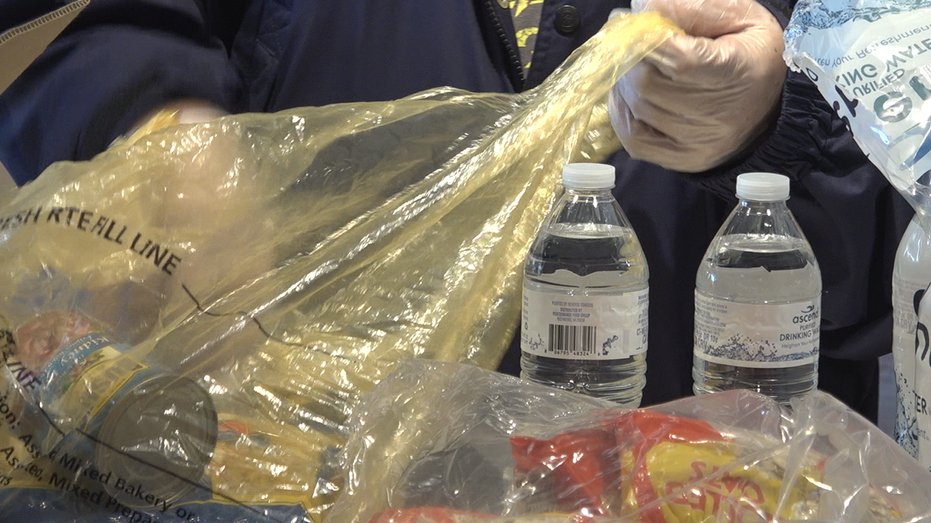 Food and water for a food bank in Seattle, Washington