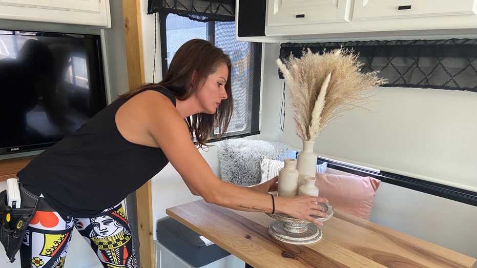 Kitchen inside RV being renovated