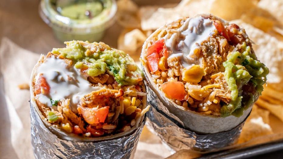 Close up view of Moe's Southwest Grill burritos