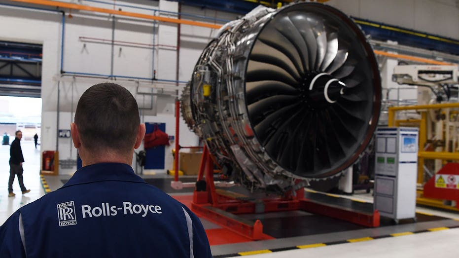 Rolls Royce engines in factory assembly line