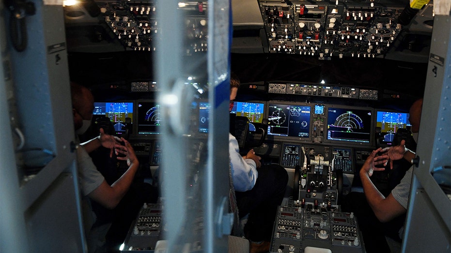 Boeing 737-A cockpit is seen at Washington Reagan National Airport