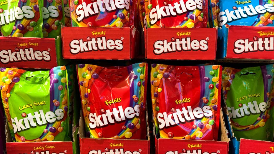 Bags of Skittle candies