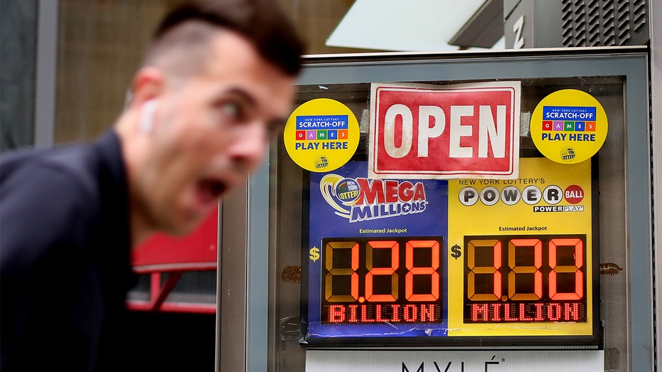 Mega Millions jackpot ad is seen in New York City