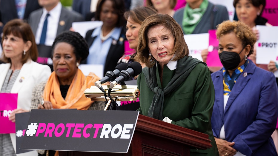 House Speaker Nancy Pelosi speaks about abortion at the Capitol in May