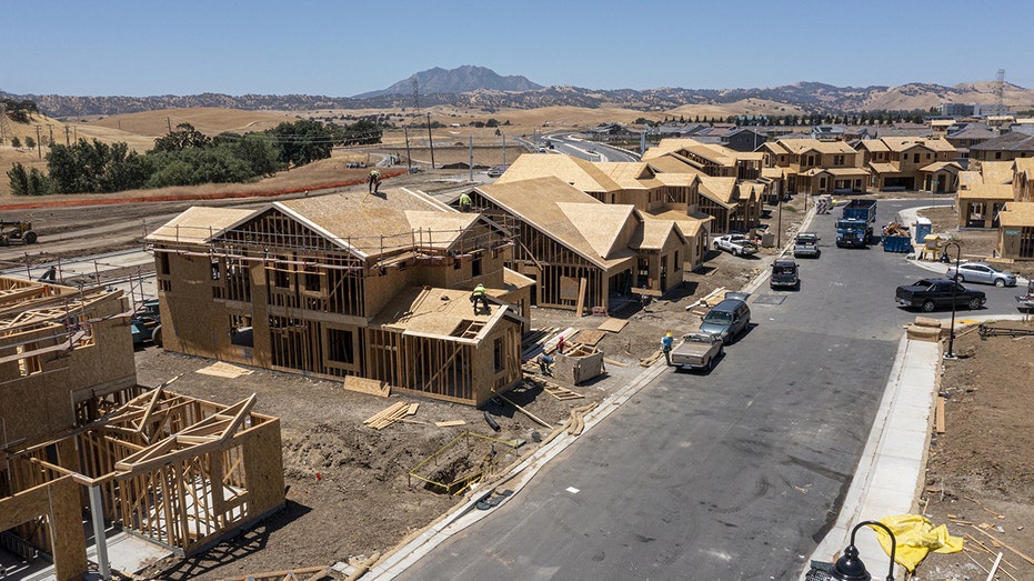 Family homes being built on residential street