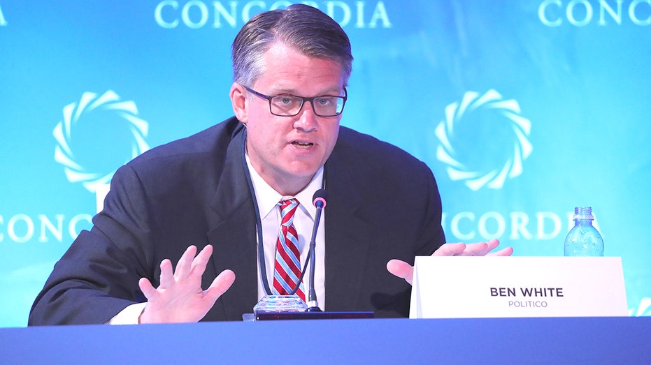 Politico Chief Economic Correspondent Ben White speaking at an event