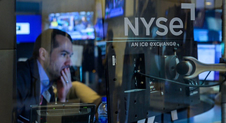 NYSE trader views data