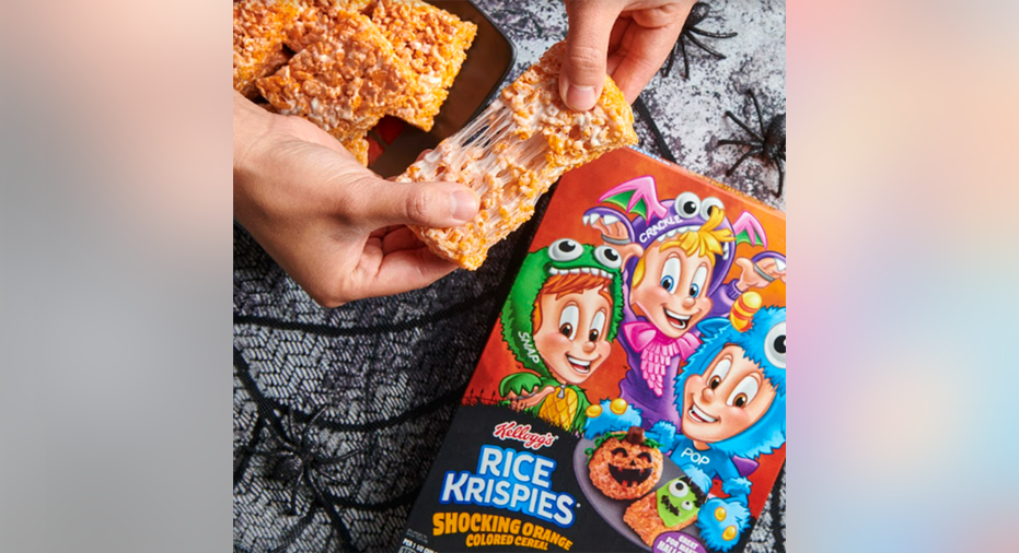 orange colored rice krispie treat