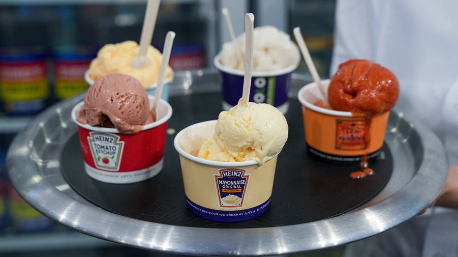 Cupboard ice cream flavors being served on a tray