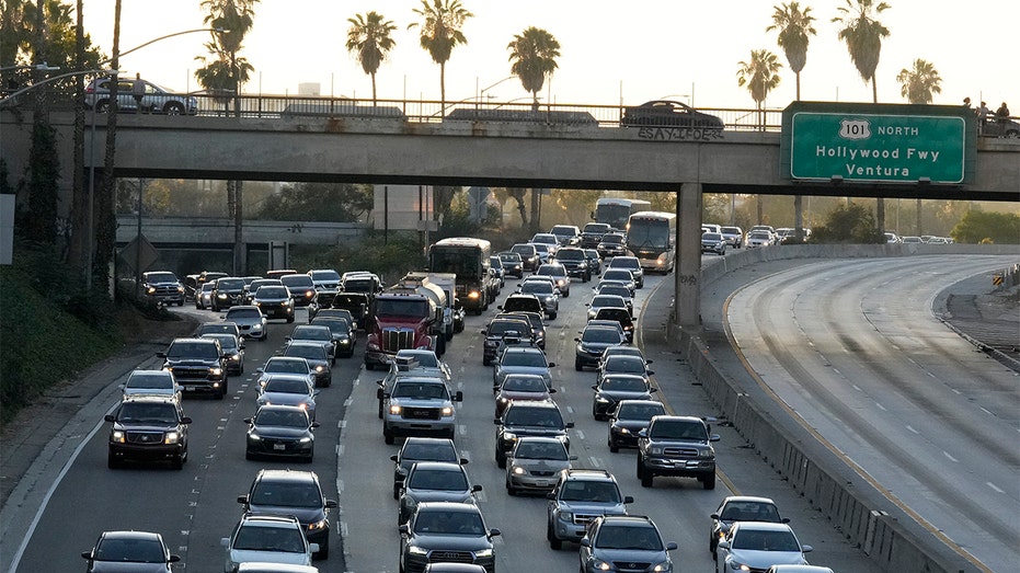 Traffic on the California 110 freeway