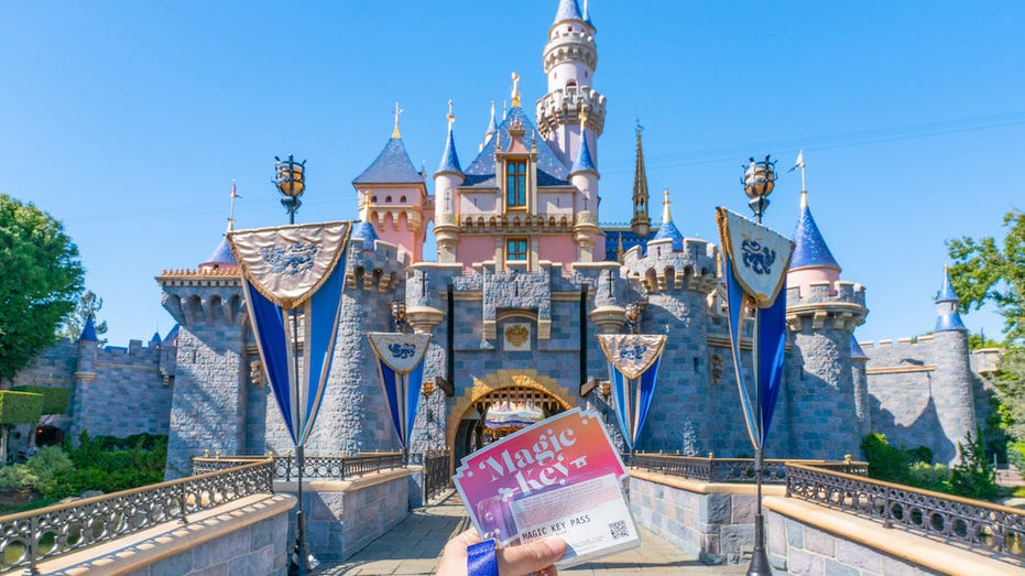 Disneyland Magic Key shown in front of the castle