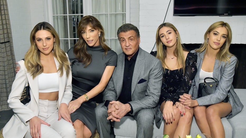 Sylvester Stallone with Jennifer Flavin and their daughters