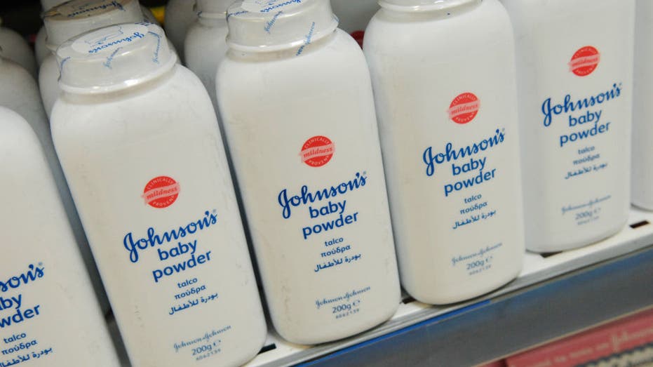 Shelf of Johnson&Johnson's baby powder